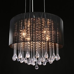 Trommel-Anhänger, modern, 4 Lichter, gewundener Lampenschirm, Kristall-Kronleuchter, Kronleuchter, modernes minimalistisches Design