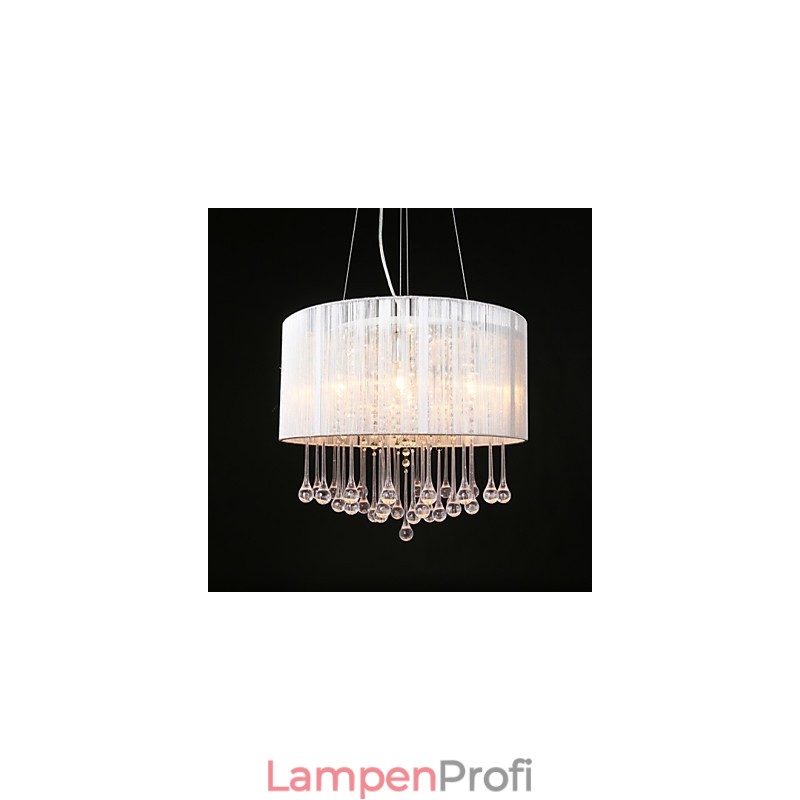 Trommel-Anhänger, modern, 4 Lichter, gewundener Lampenschirm, Kristall-Kronleuchter, Kronleuchter, modernes minimalistisches Design