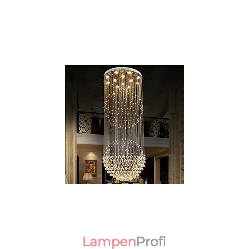 Pendelleuchte Moderner Kristall-Kronleuchter 12 Lichter Silber Canpoy Klare Kristallkugel Deckenleuchten