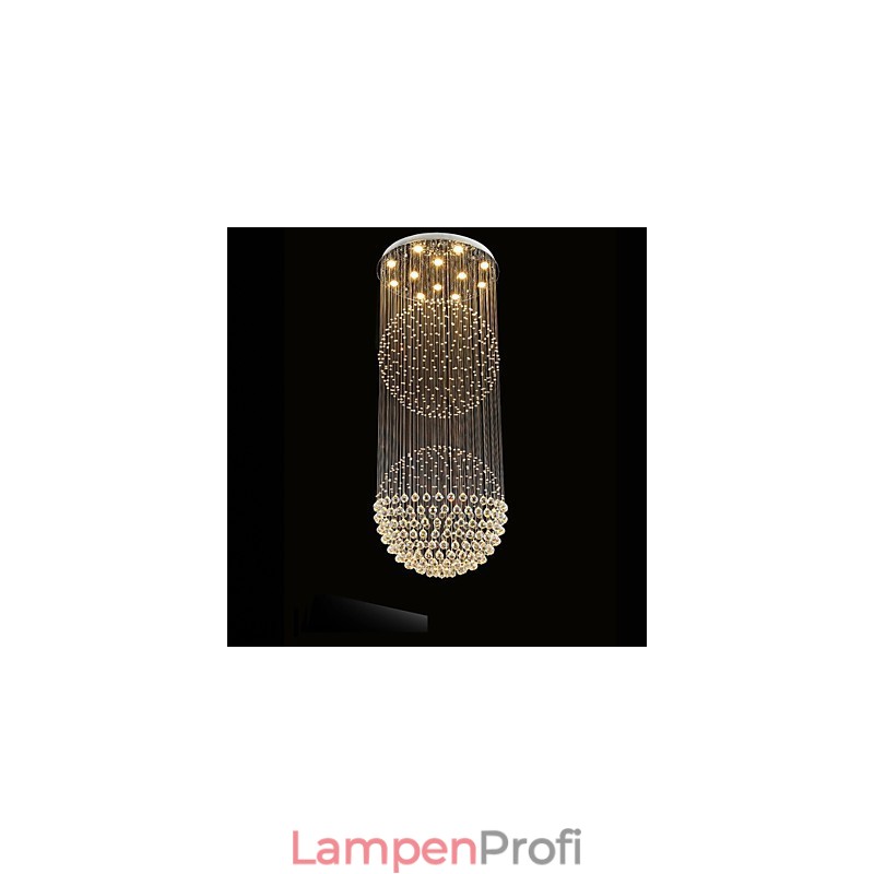 Pendelleuchte Moderner Kristall-Kronleuchter 12 Lichter Silber Canpoy Klare Kristallkugel Deckenleuchten