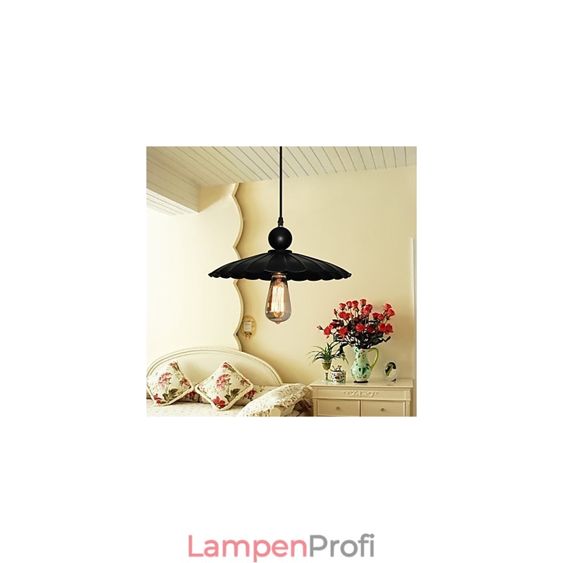 Mittlere Vintage-Hängeleuchte aus schwarzem Metall mit einem Licht