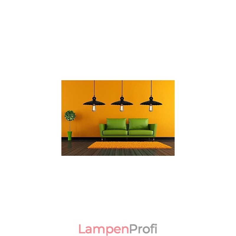 Mittlere Vintage-Hängeleuchte aus schwarzem Metall mit einem Licht