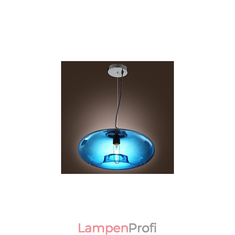 Pendelleuchte, modernes Design, blaues Glas, inklusive Glühbirne