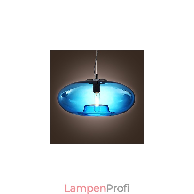 Pendelleuchte, modernes Design, blaues Glas, inklusive Glühbirne