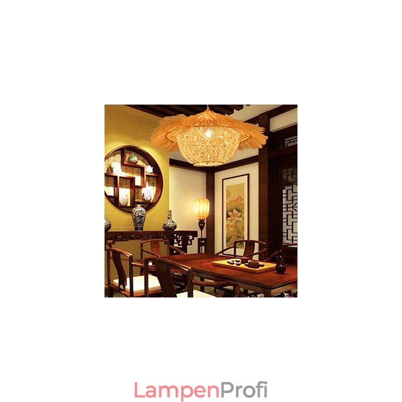 Moderne ländliche Cany Art gewebte Rattan-Einzelkopf-Hängelampe