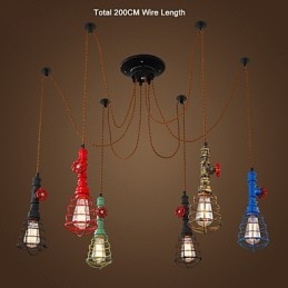 6 Lichter Vintage Pendelleuchte Wasserpfeifen Design Lichter