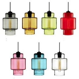 Kronleuchter-Pendelleuchte mit einem Kopf und Glasschirm (Grau, Gelb, Grün, Rot, Rosa, Blau, Weiß)