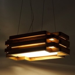 Moderne Pendelleuchte im Landhausstil im Mini-Stil aus Holz und Bambus