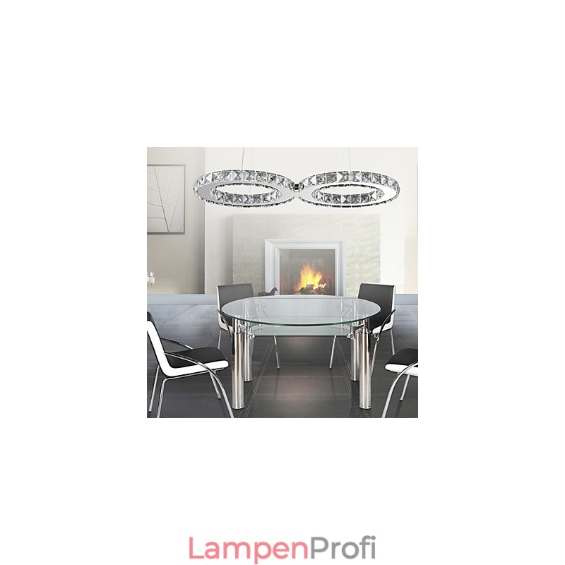 Moderne zeitgenössische Kristall Chrom Metall Pendelleuchte