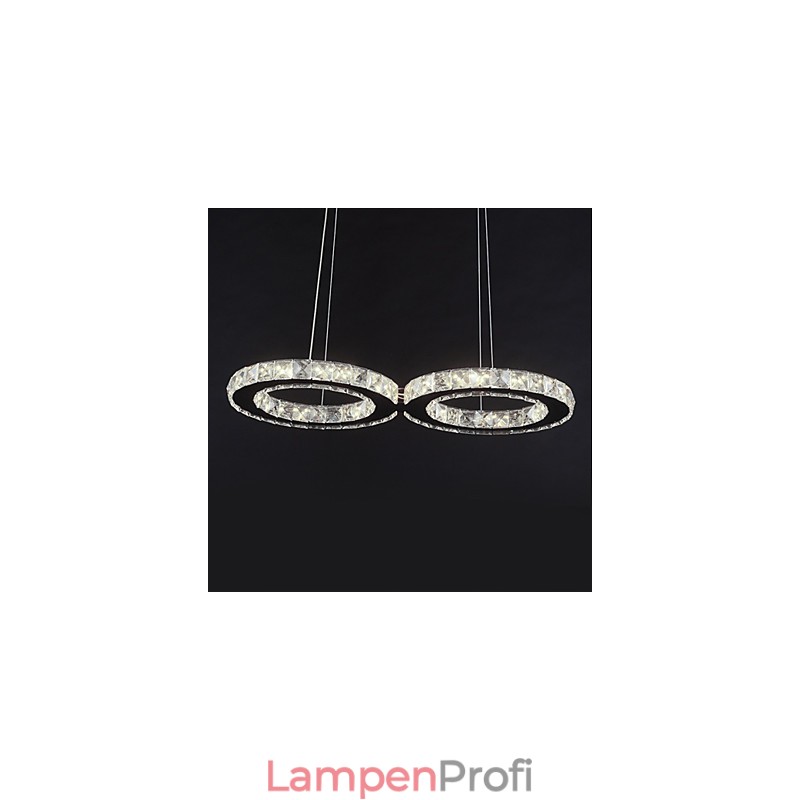 Moderne zeitgenössische Kristall Chrom Metall Pendelleuchte