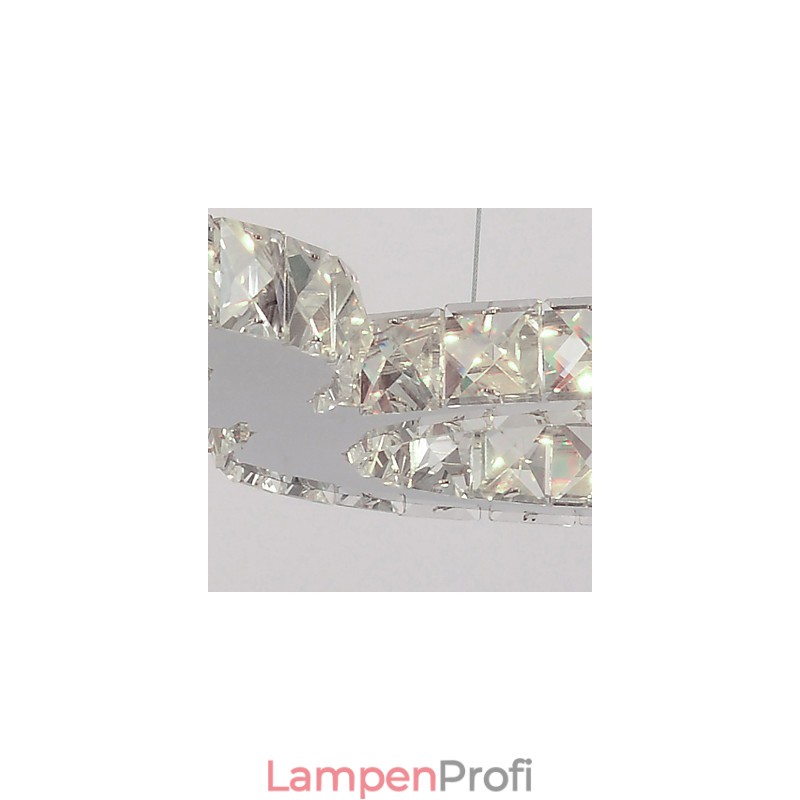 Moderne zeitgenössische Kristall Chrom Metall Pendelleuchte