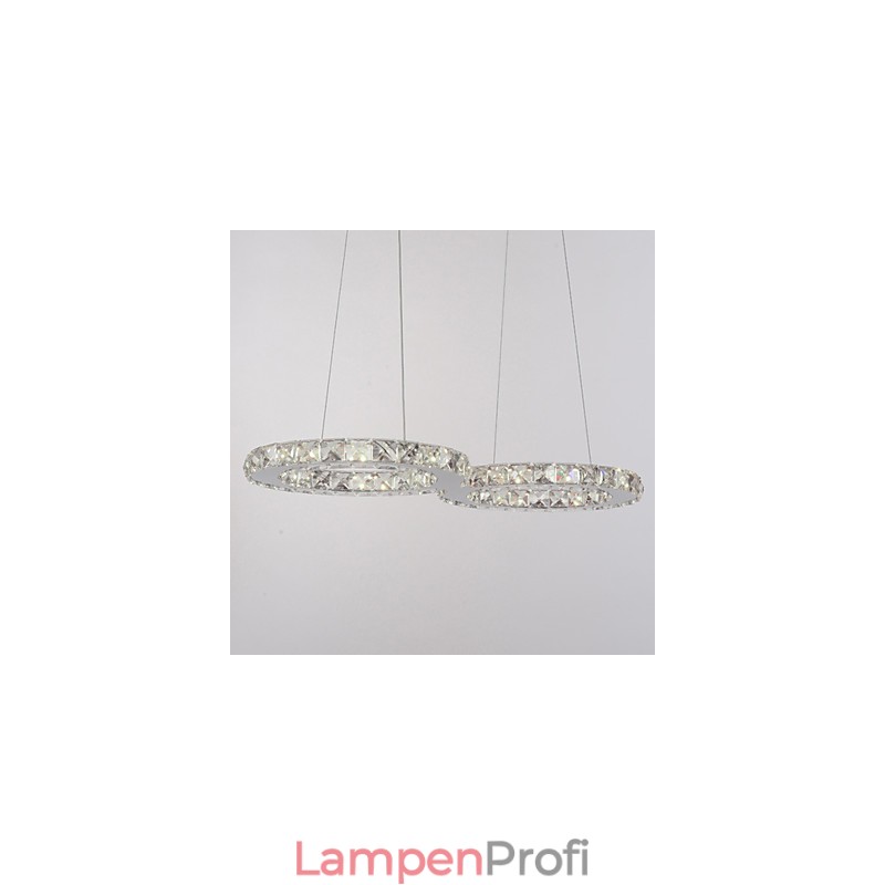 Moderne zeitgenössische Kristall Chrom Metall Pendelleuchte