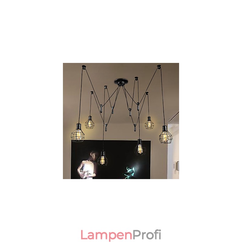 6 Lichter Country Designer Metall Pendelleuchte