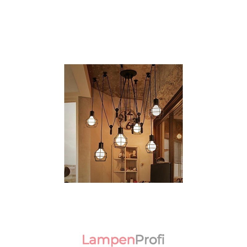 6 Lichter Country Designer Metall Pendelleuchte