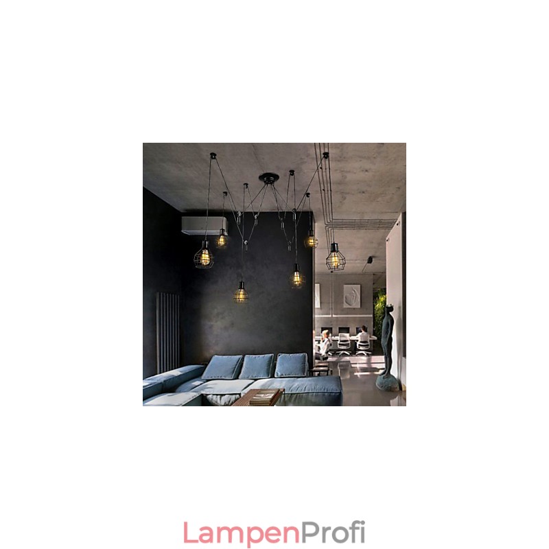 6 Lichter Country Designer Metall Pendelleuchte