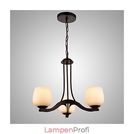 Kronleuchter aus Eisenmalerei mit Glasschirm, klassische Beleuchtungslampe, 3 Köpfe Kronleuchter aus Eisenmalerei mit Glasschirm, klassische Beleuchtungslampe, 3 Köpfe