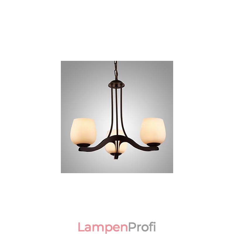 Kronleuchter aus Eisenmalerei mit Glasschirm, klassische Beleuchtungslampe, 3 Köpfe