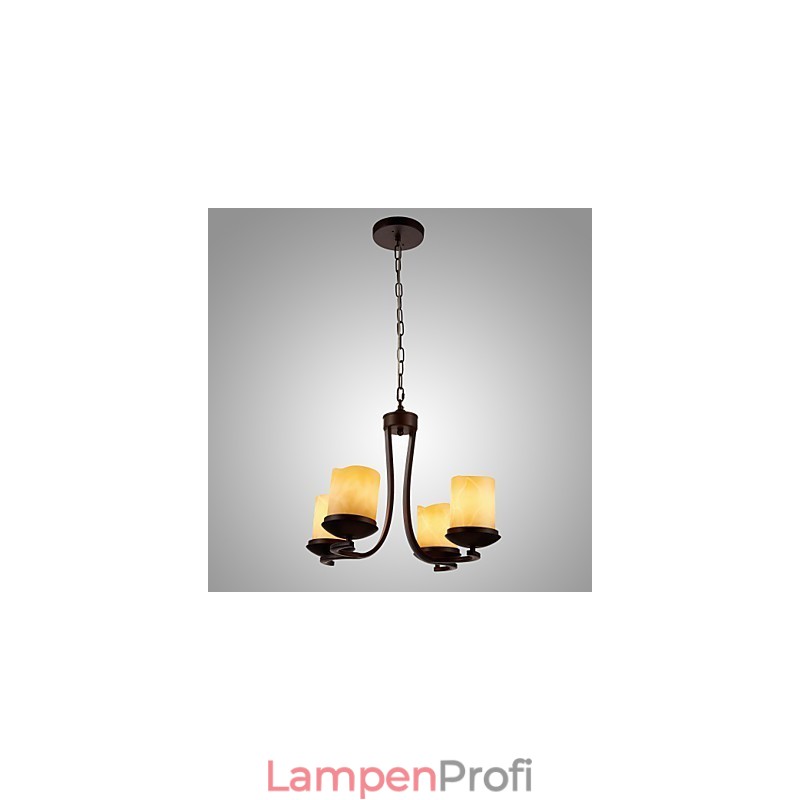 Kronleuchter aus Eisenmalerei mit Glasschirm, klassische Kerzenbeleuchtung, 4 Köpfe