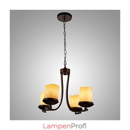 Kronleuchter aus Eisenmalerei mit Glasschirm, klassische Kerzenbeleuchtung, 4 Köpfe Kronleuchter aus Eisenmalerei mit Glasschirm, klassische Kerzenbeleuchtung, 4 Köpfe