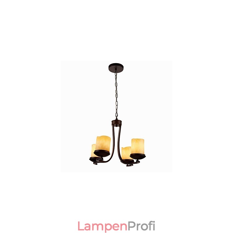 Kronleuchter aus Eisenmalerei mit Glasschirm, klassische Kerzenbeleuchtung, 4 Köpfe