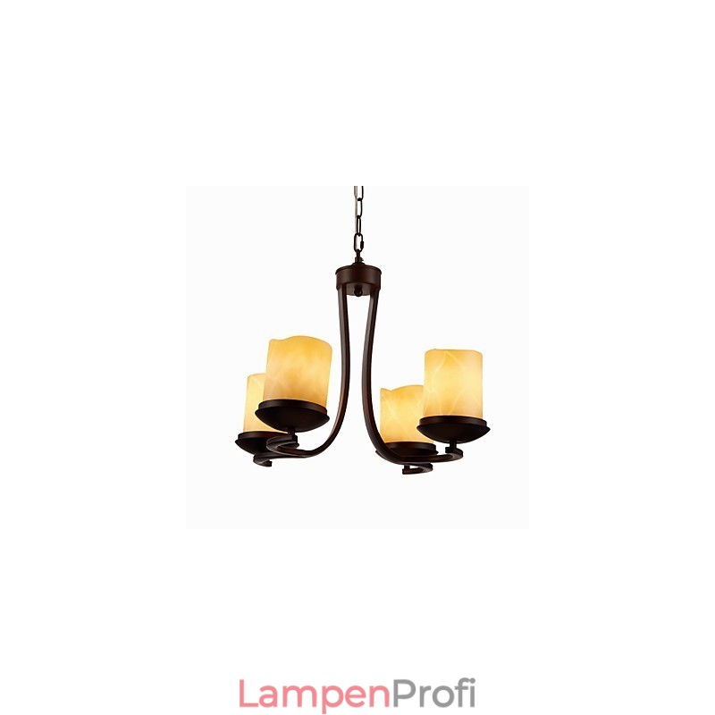 Kronleuchter aus Eisenmalerei mit Glasschirm, klassische Kerzenbeleuchtung, 4 Köpfe