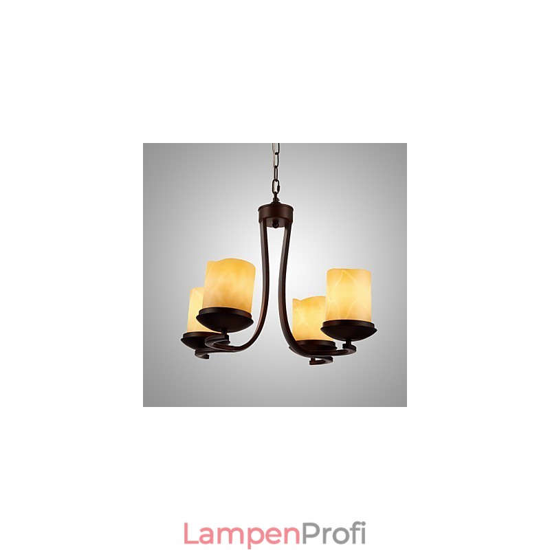 Kronleuchter aus Eisenmalerei mit Glasschirm, klassische Kerzenbeleuchtung, 4 Köpfe