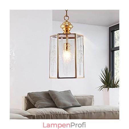 Kleine Pendelleuchte im amerikanischen Landhausstil, komplett aus Kupfer und einem Glas Kleine Pendelleuchte im amerikanischen Landhausstil, komplett aus Kupfer und einem Glas