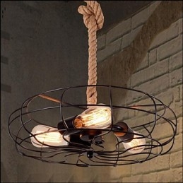 Vintage American Iron Rope Kreativer Industrieller Ventilator Kronleuchter