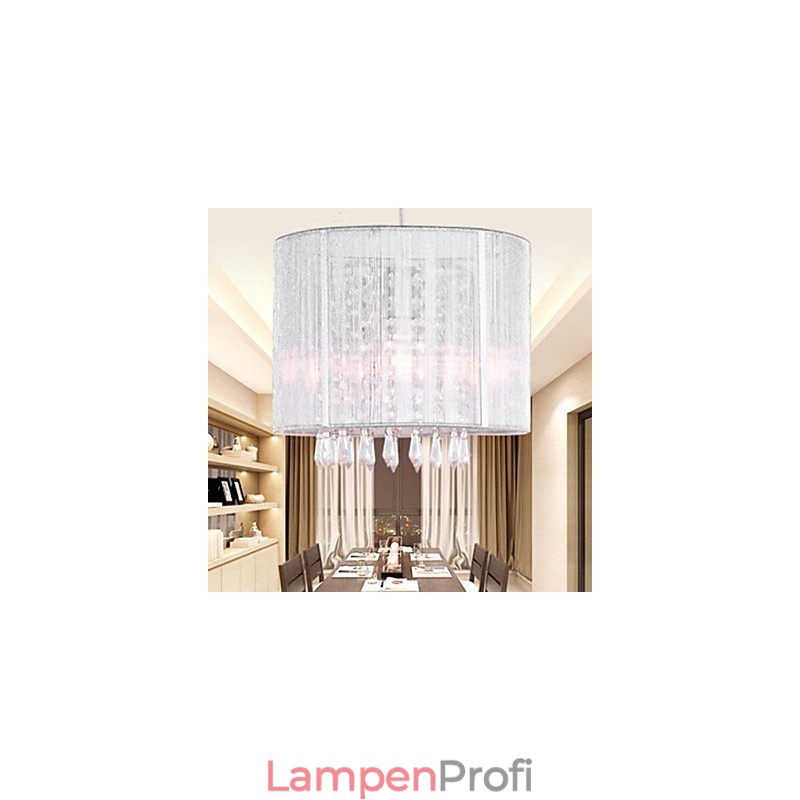 Silberner Kristall-Kronleuchter aus Stoff