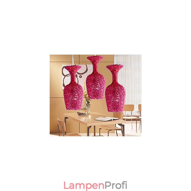 Kronleuchter aus gewebtem Aluminium mit drei Kopflampen, Apfel