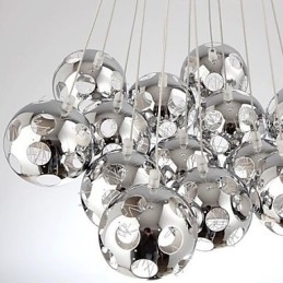 Moderne zeitgenössische Globus Chrom Metall Pendelleuchte