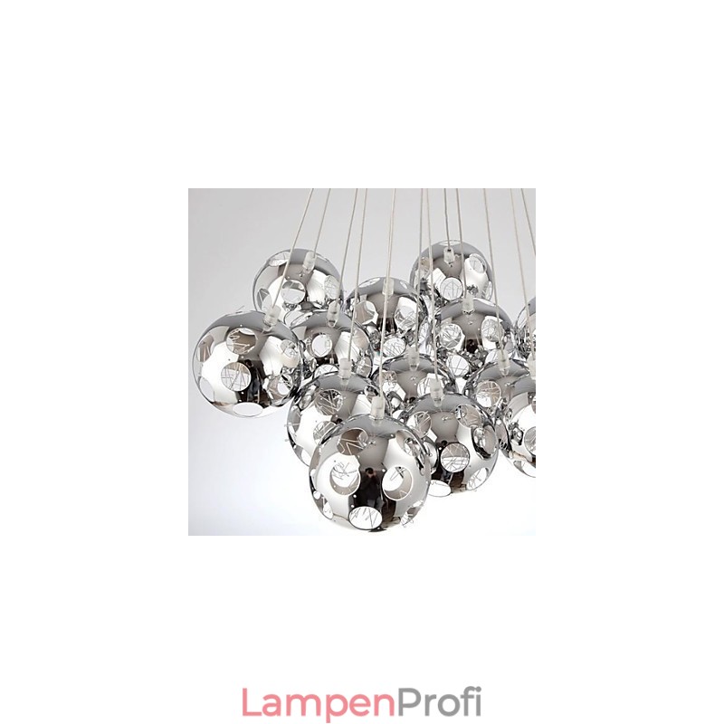 Moderne zeitgenössische Globus Chrom Metall Pendelleuchte