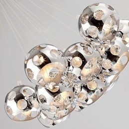Moderne zeitgenössische Globus Chrom Metall Pendelleuchte