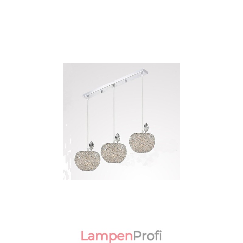 Kronleuchter aus gewebtem Aluminium mit drei Kopflampen, Apfel