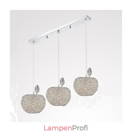 Kronleuchter aus gewebtem Aluminium mit drei Kopflampen, Apfel Kronleuchter aus gewebtem Aluminium mit drei Kopflampen, Apfel