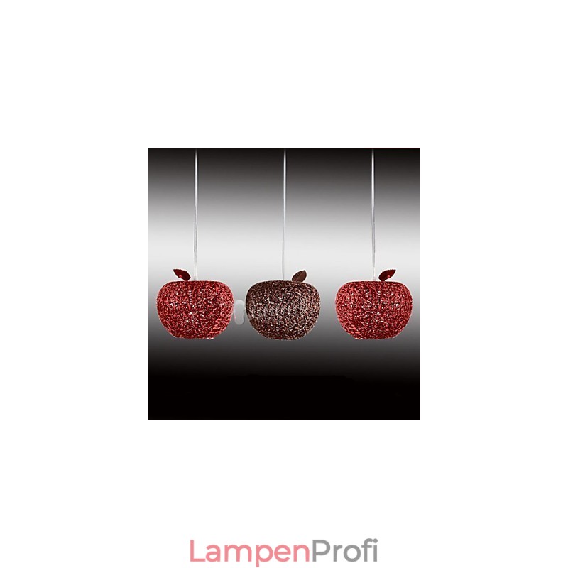Kronleuchter aus gewebtem Aluminium mit drei Kopflampen, Apfel