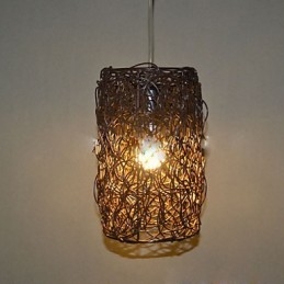 Moderne ländliche Cany Art gewebte Rattan-Einzelkopf-Droplight-Lampe