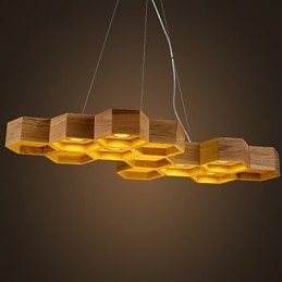 Designer Art Individuality Kronleuchter Einfache Wabenholzlampen